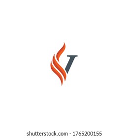 Letter V and Fire Logo Design Vector