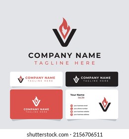 Logotipo de incendio de la carta V, adecuado para cualquier negocio.