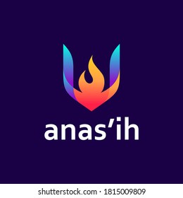 letter V with fire and water for refrigration logo design