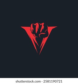 Letter V fist logo icon flat vector design