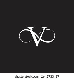 Letra V Curvas de infinito planas Vector de símbolos lisos 