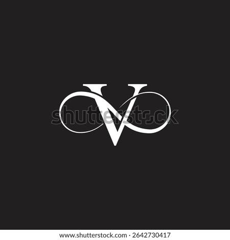 letter v flat infinity curves smooth symbol vector 