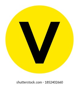 Letter V Floor Marker Symbol, Vector Illustration, Isolate On White Background Label. EPS10