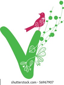 Buchstabe V im Blumendesign