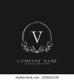letter V floral logo design. logo for women beauty salon massage cosmetic or spa brand