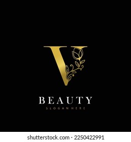 letter V floral logo design. logo for women beauty salon massage cosmetic or spa brand