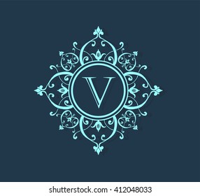 Letter V  Floral monogram.