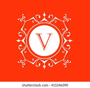Letter  V  Floral monogram.