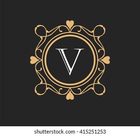Letter  V Floral monogram.