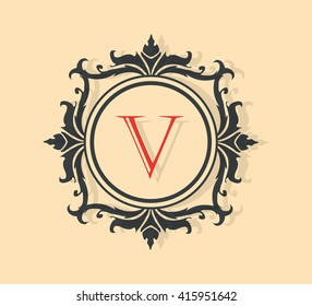 Letter  V Floral monogram.