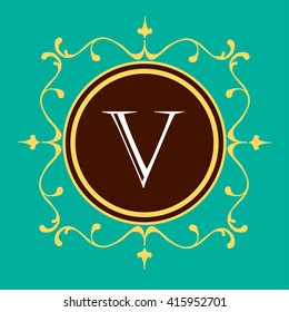 Letter V  Floral monogram.
