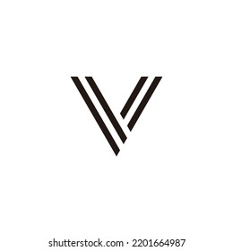 Letter V fold, lines geometric symbol simple logo vector