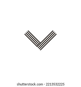 Letter V fold, lines geometric symbol simple logo vector