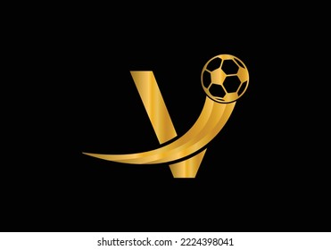 Letter V Football Logo Design Vector Template. Football Club Symbol. business, and company identity.