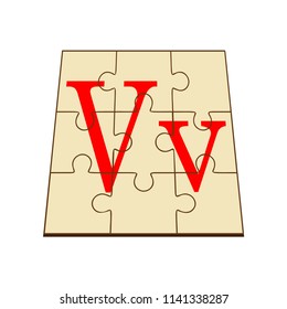letter V in the form of a folded puzzle