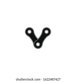 Letter V formed chain simple vintage logo icon sign. Vector illustration isolated on white background
