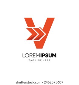 Letter V Forward Arrow Logo Design Vector Icon Graphic Symbol Emblem Illustration 