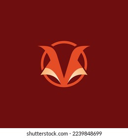 Letter V Fox Logo Design. Fox Icon Simple Design