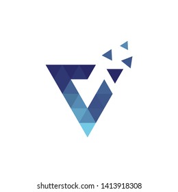 letter v geometric logo template