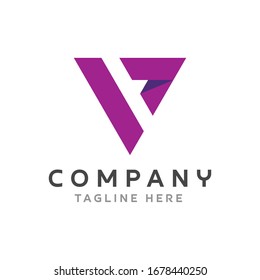 Letter V geometric simple logo design