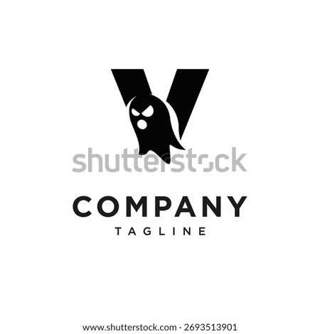 Letter V Ghost Logo Icon Vector