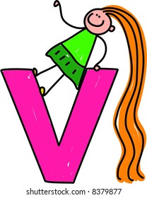 letter V girl