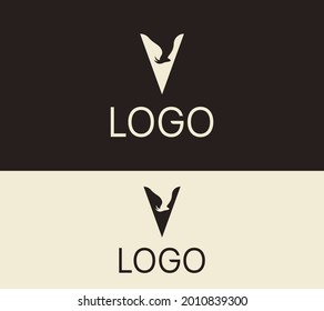 Letter V Goat Logo Design Template. Abstract Logo V Vector Illustration.