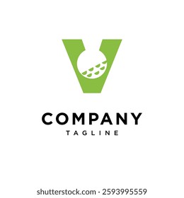 Letter V Golf Ball Logo Icon Vector