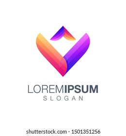 letter V gradient color logo design