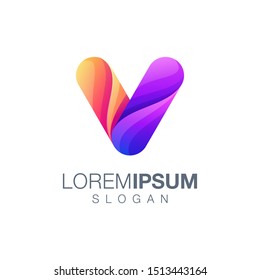 letter V gradient color logo design vector 