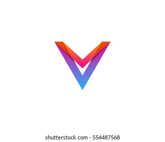 Letter V Gradient Line Logo Design Element