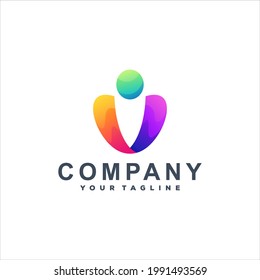 diseño de logotipo de degradado de letra v