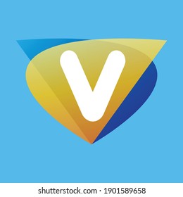 Letter V gradient logo on isolated blue background