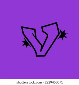 Letter "V" grafitti with purple background for t-shirt and hoodie