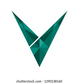 letter v, green diamond with arrow logo