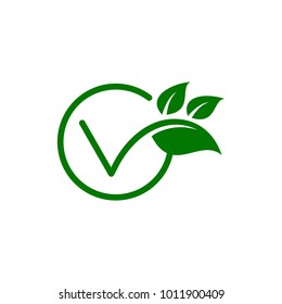 Letter V Green Leaf Logo Design