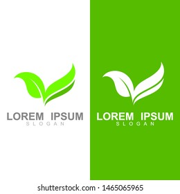 letter v green leaf logo design element
