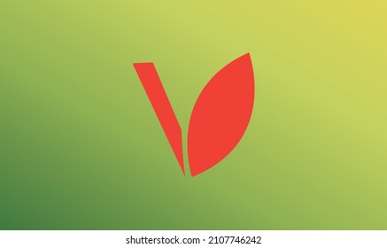 Letter V Green Leaf Logo Design Element.