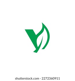 letter V green leaf logo
