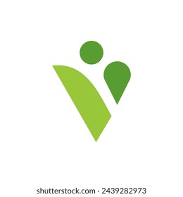 letter v green leaf logo vector design