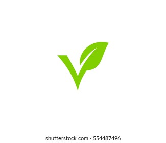 Letter V Green Leaf Logo Design Stock Vector (Royalty Free) 554487496 ...