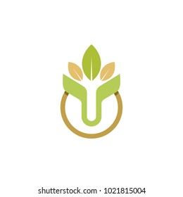 letter v green leaf sign vector logo