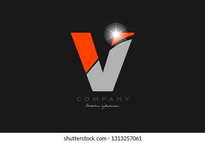 letter v in grey orange color alphabet logo icon design suitable for a company or business