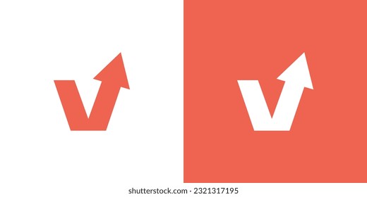 Letter V growth arrow logo design template