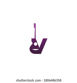 Letter V Guitar style icon logo design