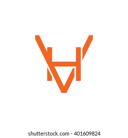 letter V and H monogram logo orange