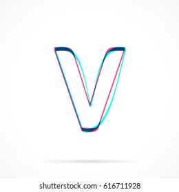 Letter V hand drawn with blue and pink highlighters, isolated on a blank background.
Vector illustration, easy to edit, manipulate, resize or colorize.
