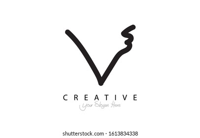 Letter V hand drawn font design with uppercase