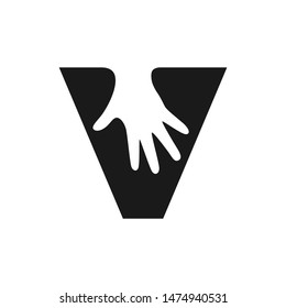 Letter V Hand Logo Design Template Inspiration