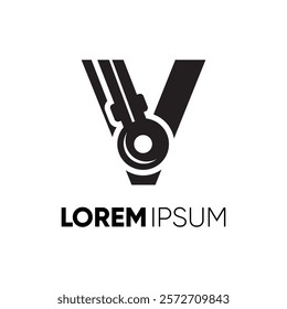 Letter V Headset Logo Design Vector Icon Graphic Emblem Symbol Illustration